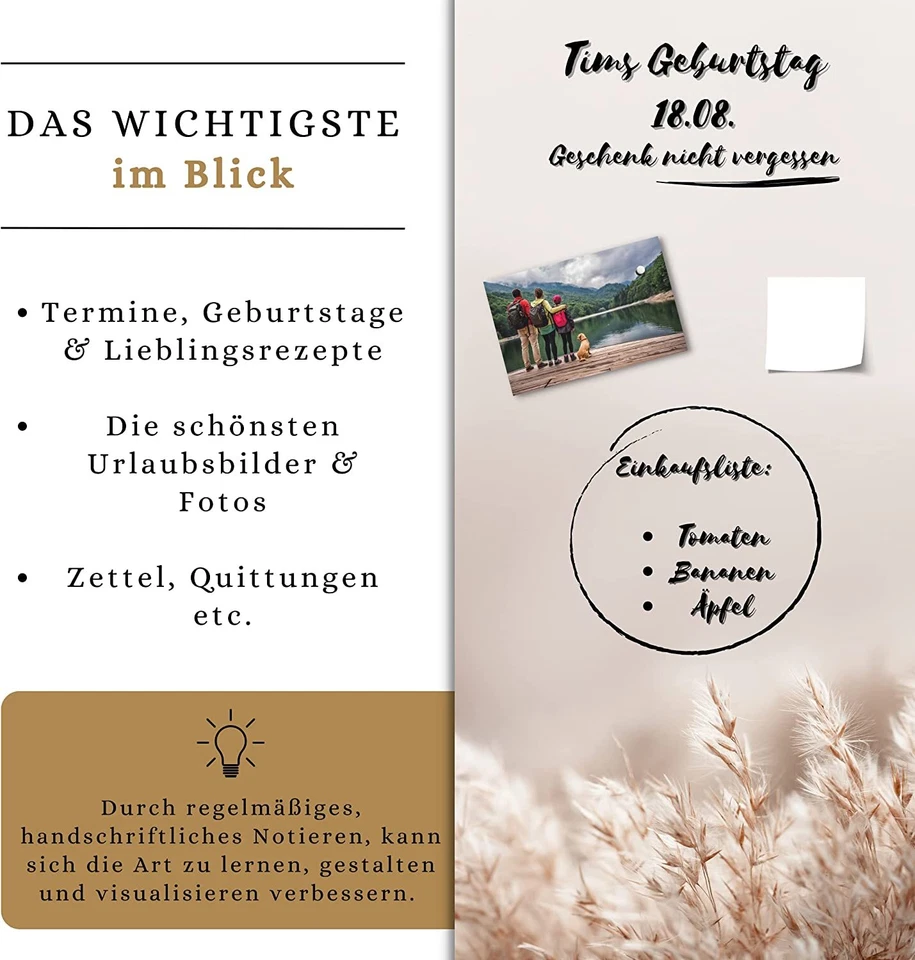 Magnettafel aus Glas Silky Pampas 30 x 60 cm für Küche Wohnzimmer magnetisch - Bild 4 von 4