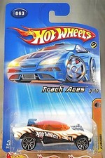 2005 Hot Wheels #63 Track Aces 3/10 FLASHFIRE White w/Chrome 10 Spoke Wheels