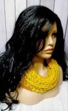 crochet womans handmade squishy scarf cowl soft honey gold tweed USA made