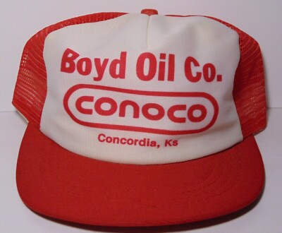 Vintage CONOCO OIL HAT BOYD OIL HAT CONCORDIA KANSAS SNAPBACK TRUCKER HAT USA
