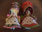 TWO VINTAGE DOLLS MADE OUT OF CLOTHES PINS 4 1/1 INCHES TALL  — photo 1
