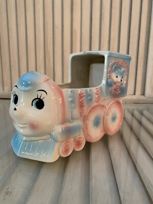 Vintage Train with Bear Conductor made In Japan Planter with Sankyo Music Box
