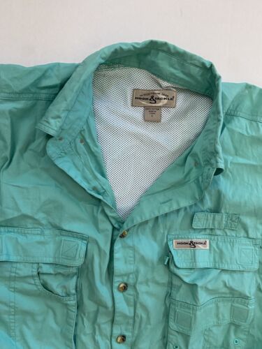 Hook And Tackle Button Down Shirt Large Green Hun… - image 1