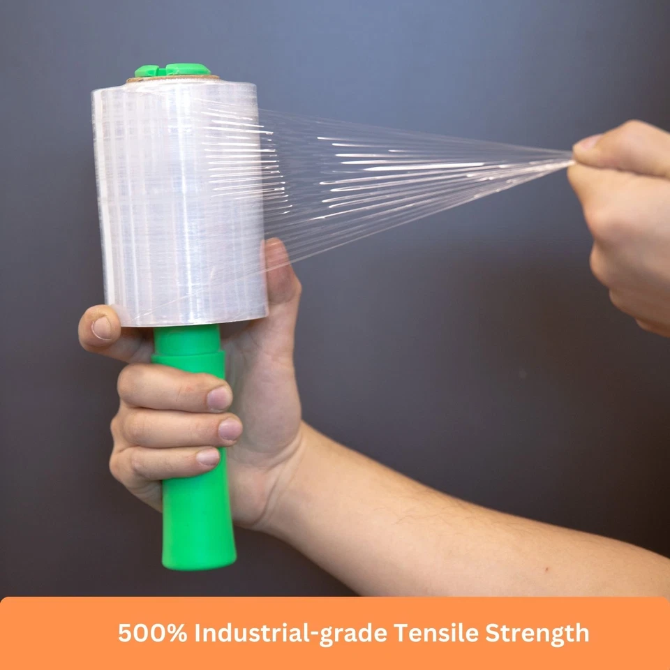 5" in. x 1000FT 60 Gauge Rolls Stretch Shrink Film Hand Wrap Core 1" Handler Inc - Image 4 of 4