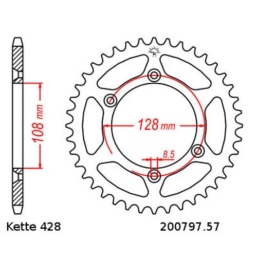 Комплект цепей подходит для Kawasaki KLX 125 B 03-06 цепь RK FR 428 HSB 130 открытая - Изображение 3 из 4