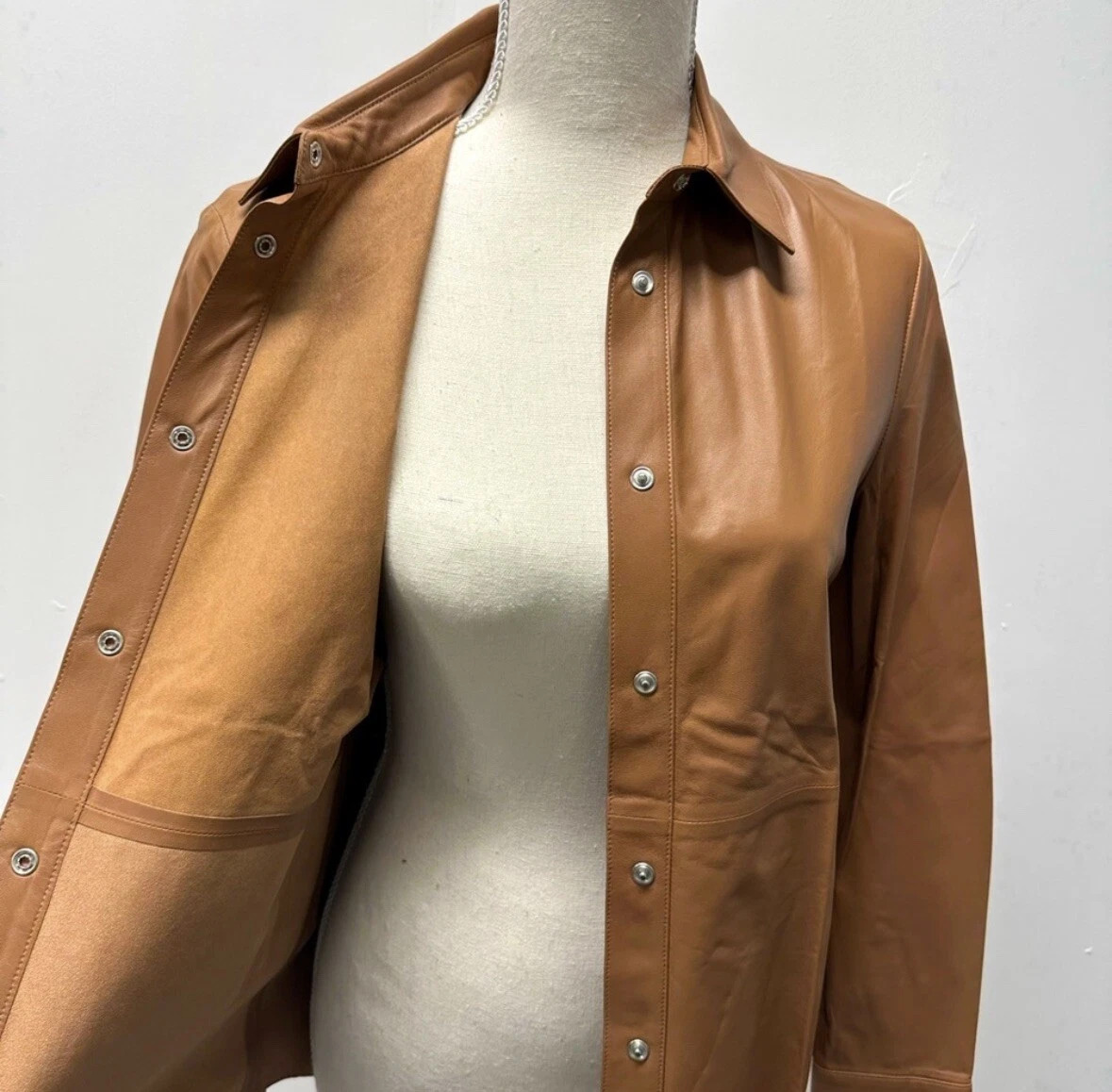 Peserico Made in Italy Cognac Leather Jacket Women s Size IT 42 US 6 NWT 1565