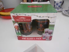 NATIONAL LAMPOON CHRISTMAS VACATION PINT GLASS 4=PACK IN BOX 5 1/2" TALL