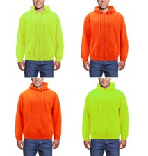 Men  s Neon High Visibility Sweater Pullover  Zipper Hoodie Fleece Sweatshirt