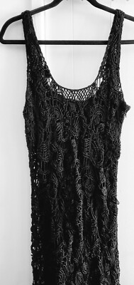 Ralph Lauren Crochet Black Dress Medium | eBay
