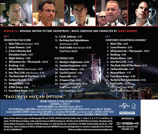 James Horner ‎– Apollo 13 (1995) Complete + Alternate Score 2CDs/Newly Remasered - Bild 2 von 2