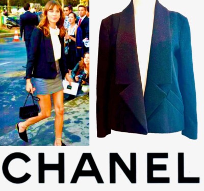5K Chanel 2015 2016 Black Tweed Jacket 34 36 4 6 Coat CC Logo Button Top S M