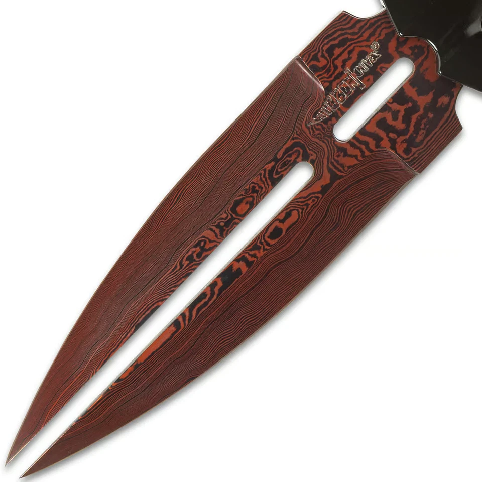 Cuchillo de sombra doble Hibben HellFyre con funda - hoja de acero Damasco Foto 4 de 4