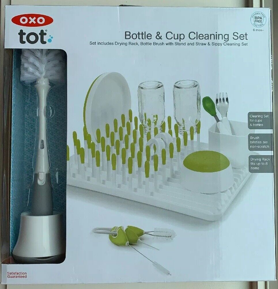 OXO TOT Water Bottle And Straw Cup Cleaning Set With Stand - Gray