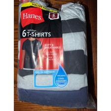 Hanes Mens 6 Pack Tagless T-Shirts S Multi Color Wicking Cool Comfort Crew Neck