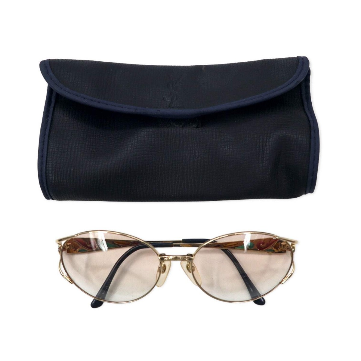 YVES SAINT LAURENT Vintage Sunglasses Gold Metal Collar Lens