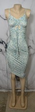 SHEIN Light Blue Multicolor Floral Print Ruched Dress XS Adjustable Straps Seams