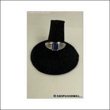 10k White Gold LGL Emerald-Cut Sapphire & Col...