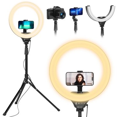 14'' LED Foldable Ring Light with 62'' Tripod Stand, Selfie Ring Light for Vi...