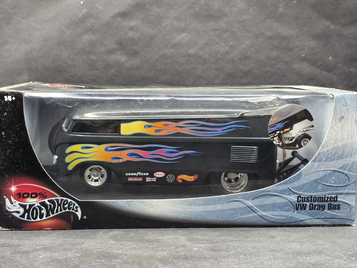 ミニカー Hot Wheels Customized VW Drag Bus 100% Hot Wheels Customized VW Drag Race Bus 1:18 Scale Diecast