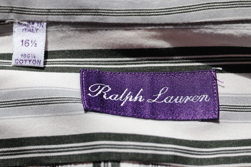 Ralph Lauren Purple Label Men’s Stripe French Cuff Dress Shirt 16.5 Chest 48" - Image 4 of 4