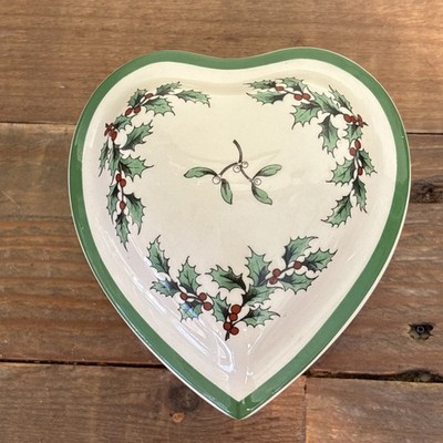 Vintage SPODE Weihnachtsbaum herzförmige Schmuckschatulle Süßigkeitenschale keine Chips 147 T