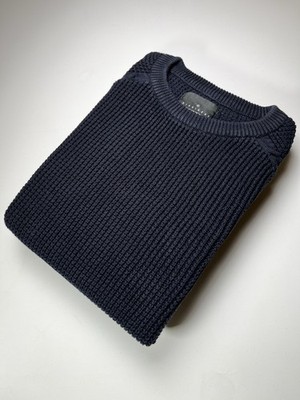 Dissident Dark Navy Waffelstrick Pullover Baumwolle Strickpullover Herren XL [728]