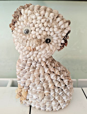 Statuina artigianale gufo in conchiglie decorazione marina soprammobile h 12 cm