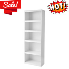 Mainstays Framed 5-Shelf Bookcase with Adjustable Shelves White Wood Furniture