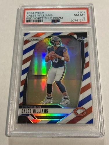 2024 Panini Prizm Caleb Williams #301 Red White & Blue Rookie PSA 8 Bears SP