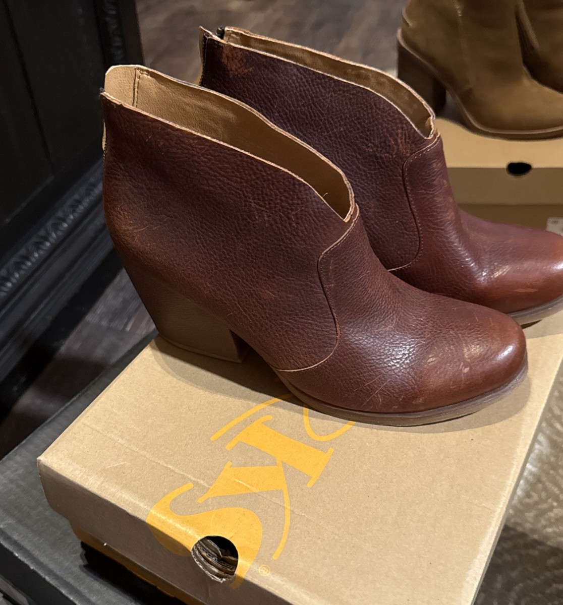 Korks Booties Gemini Leather Ankle Boots Rustic Western Zipper