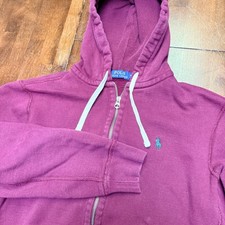 Polo Ralph Lauren Zip Up Hoodie Women Medium Burgundy Thermal Lined Pony Logo
