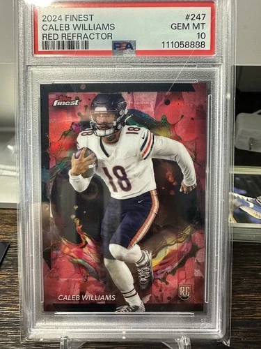 2024 finest caleb williams red refractor PSA 10 3/3 RC POP 2