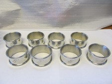 NAPKIN RINGS SET 8 MODERN STAINLESS STEEL 1 7/8&rdquo; H XLNT COND FINE MONO