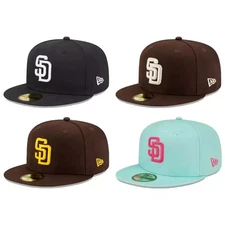 Vintage San Diego Padres Hat Fitted 59FIFTY Solid Color MLB New Baseball Era Cap