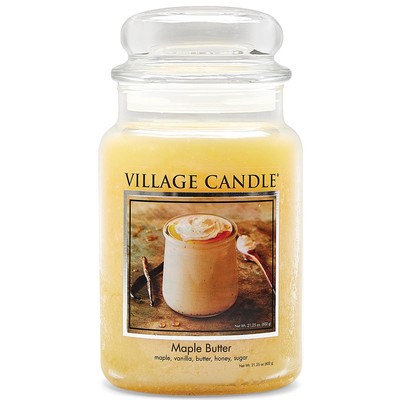 Village Candle Maple Butter Large Glass Apothecary Jar Scented Candle, 21.25 oz,
