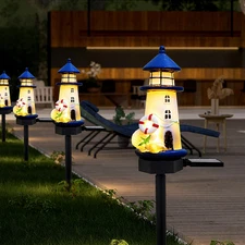 Lighthouse Solar Lights Outdoor Nautical Decor Christmas Gift Outdoor Waterproof