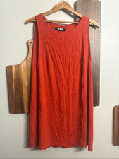Reformation Orange Ribbed Knit Sleeveless Stretch Mini Tank Dress Size Small