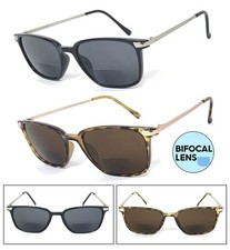 1 or 2 Pair s Fashion Square Inner Bifocal Tinted Sun Reader Reading Sunglasses