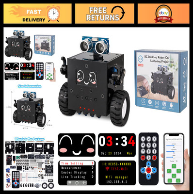 ICSTATION DIY Robot Car Soldering Kit with Ultrasonic Obstacle Avoidance