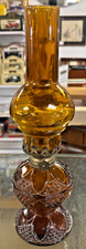 Vintage Amber Glass Small Oil Lamp