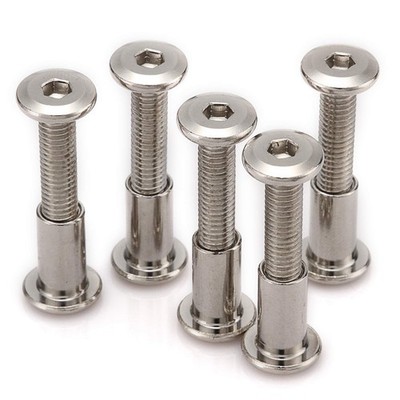 Anmas Home 20pcs M6 Furniture Joint Connector Bolt & Cap 30mm (20pcs), Silver
