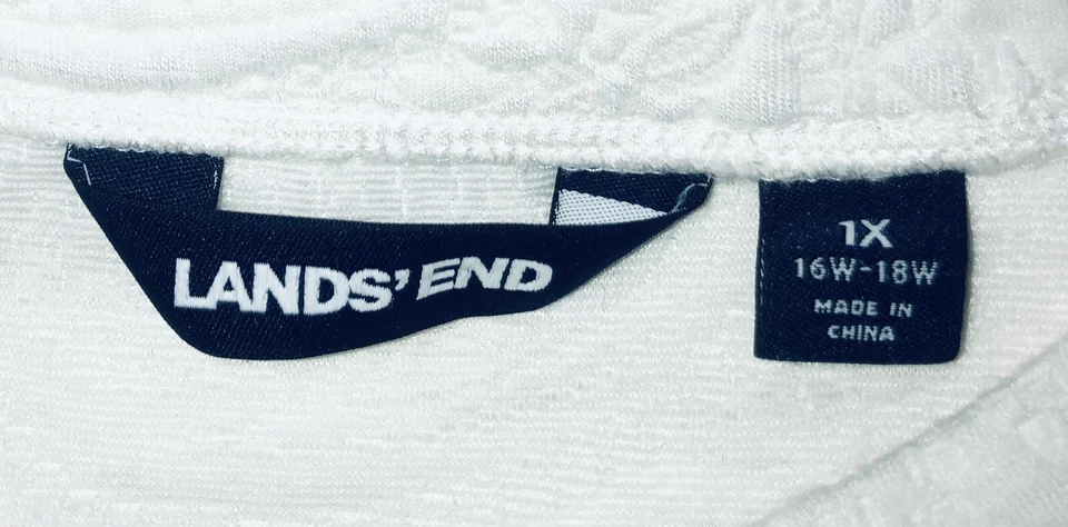 Nuevo sin etiquetas Sudadera para mujer Land’s End blanca texturizada cachemir elástica 1X PLUS Foto 3 de 4