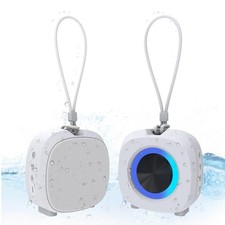 Portable Bluetooth Shower Speaker   IPX5 Waterproof, TWS, RGB Lights, Gray