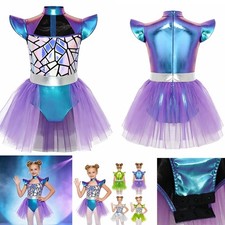 Kids Girls Dance Dress  up Costume Performance Cosplay Cap Sleeve Tutu Dress