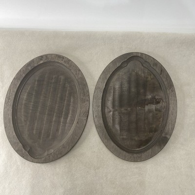 2 DARK  Walnut StainLodge UOPB Oval Wood Underliners Fajita Plates Mexican