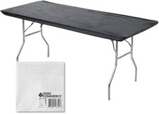 Kwik Covers Rectangular Plastic Table Covers 8' Bundle of 5 with Seventy 70 Ohm