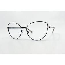 Jenny McCarthy Eyeglasses 128M Black Cat Eye Frames Zyloware 55-18-140 Studded