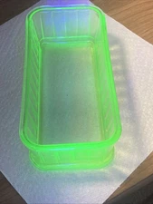 Vintage Green Uranium Refrigerator Loaf Dish or Baking Dish