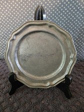 Vintage Crown-Castle Ltd Pewter Tone Oval Tray Made in USA