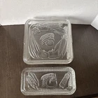 Federal Glass Refrigerator Dishes -Set of 2- Vintage Embossed Vegetables w/ Lid